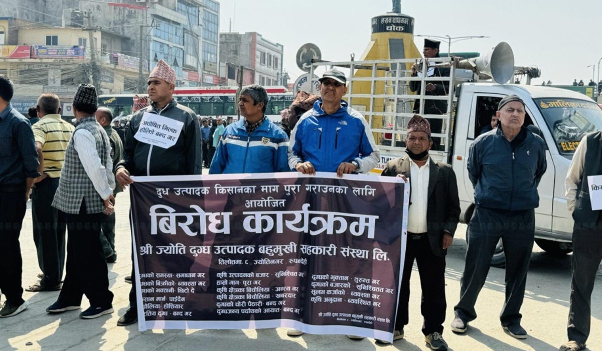 दुधको भुक्तानी माग्दै किसान आन्दोलनमा